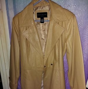 Leather centigrade three quarter length jacket